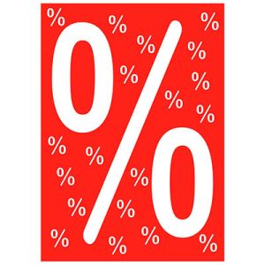 Plakat DIN A4  rot Druck weiß  "% % %"  Prozente