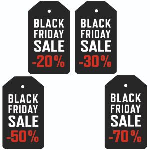 Kartonetiketten EINZELN 40x70mm schwarz "Black Friday Sale % "