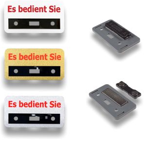 Magnet-Namensschild 72x38mm Aluminium "Es bedient Sie"