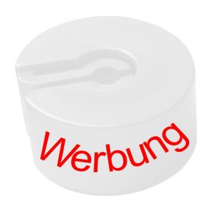 Größenringe für Kleiderbügel weiss, Prägung rot Werbung